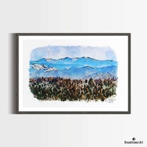 Premium Art Print Blue Mountains in Watercolors, by Dreamframer Art - £31.02 GBP+