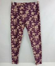 New LuLaRoe Tall &amp; Curvy Leggings Purple With Pale Pink Roses - £12.39 GBP