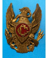 U.S. M1881 SHAKO HELMET PLATE WITH CROSSED RIFLES, SCRIPT LETTERING - €149,26 EUR
