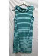 Talbots Sheath Dress Sleeveless Stretch Green Striped 100% Cotton - $32.55 CAD