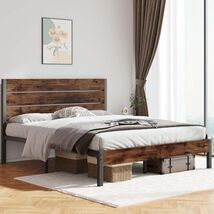 Queen Size Modern Farmhouse Metal Bed Frame With Wood Headboard - $202.09