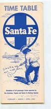 Santa Fe Railway Company Time Table February March April 1962 Passenger ... - $13.86