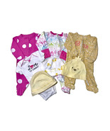 Carter&#39;s Baby Girls Newborn 3 Footed Sleepers 3 Beanie Caps Bodysuit 7 P... - €8,64 EUR