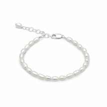 5&quot;+1&quot; White Rice Cultured Freshwater Pearl Graduated Bracelet 14K White ... - £71.54 GBP