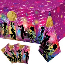 3 Pieces Disco Plastic Party Tablecloth 70&#39;S Party Table Cover 70S Birth... - £15.72 GBP
