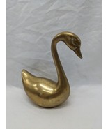 Vintage Mid Century Brass Swan Figurine 6&quot; - £22.18 GBP