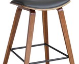 Armen Living Fox 28.5&quot; Bar Height Grey Faux Leather and Walnut Wood Mid-... - $200.99