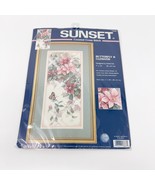 Sunset 2001 BUTTERFLY &amp; CLEMATIS  Counted Cross Stitch Kit 7x16 #13686 NEW - €21,02 EUR