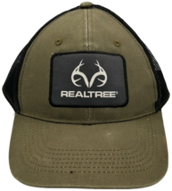realtree olive green fishing snapback hat logo antler patch black mesh OSFA - $10.36