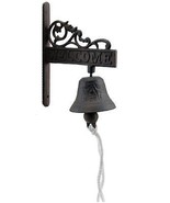 Cast Iron Dinner Bell Flower Vine Welcome Distressed Brown Doorbell Flor... - $19.34