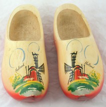 Decorative Wooden Dutch Shoes Clogs painted windmill scene Souvenir 11 inches - £9.39 GBP