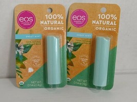 2 Packs eos 100% Natural Shea Lip Balm Sweet Mint Organic 0.14 oz New (i) - $14.84