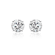 0.25 Ct Round Brilliant Cut SCREW-BACK Basket Stud Earrings Solid 14K White Gold - £51.77 GBP