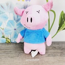 Toy Factoy The Three Little Racing Pigs Pink Pig Plush 8&quot; Blue Shirt  - £7.90 GBP