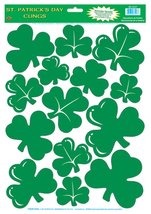 St Patrick&#39;s Lucky Irish GREEN SHAMROCKS Window Clings Holiday Luck Decorations - £3.91 GBP
