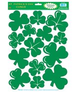 St Patrick&#39;s Lucky Irish GREEN SHAMROCKS Window Clings Holiday Luck Deco... - £3.82 GBP