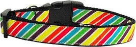 Striped Rainbow Nylon Dog Collar Medium Narrow - $36.91 CAD