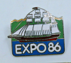 Expo 86 Vancouver BC Canada Ship Boat Collectible Pin Pinback Button Vintage - £11.57 GBP