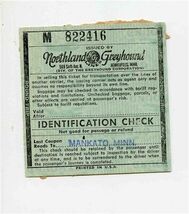 Northland Greyhound Identification Check 1958 Mankato Minnesota  - $11.88