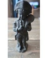 Antique Colonial Fiddler Boy Metal Statue Figure 7.5&quot; - £76.28 GBP