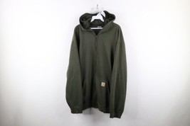 Vintage Carhartt Mens XL Thrashed Spell Out Full Zip Hoodie Sweatshirt Olive - £50.44 GBP