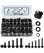 280pc Metric Flange Bolt Nut &amp; Washer Assortment Kit M6 M8 M10 10.9 Blac... - $33.16