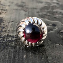 AA Natural Red Garnet Mens Solid Sterling Silver Ring Jewelry January Birthstone - £66.00 GBP