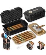 Cigar Humidor Box and Accessories Set Portable Travel Case Humidifier Hy... - €38,29 EUR