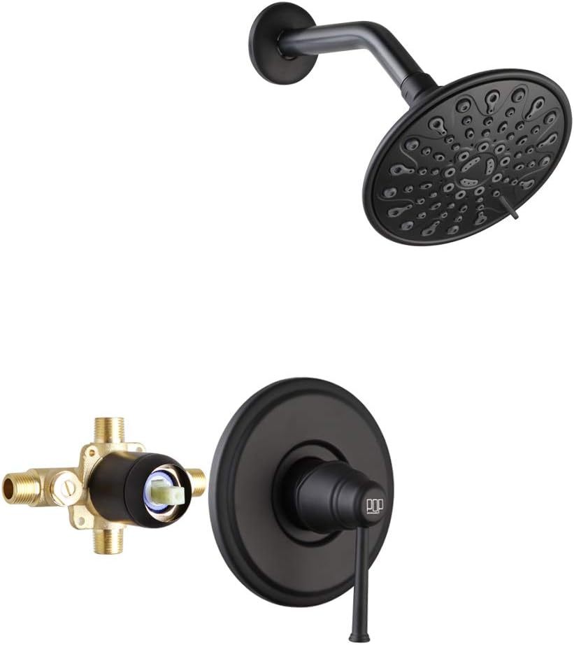 Pop Sanitaryware Matte Black Shower Faucet Set, Bathroom Rain Mixer, In ... - $77.99