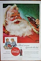 Coca-Cola magazine ad-Santa and small picture of Twin girls-1955 - $11.88