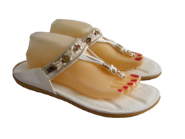 Unbranded Size 12 M 44 White Sandals Shoes Comfort Walking Non Slip Blin... - £17.89 GBP