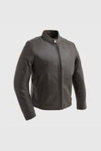 MEN&#39;S MOTORCYCLE LAMBSKIN LEATHER JACKET BLACK WHET BLU BLAKE - £155.34 GBP