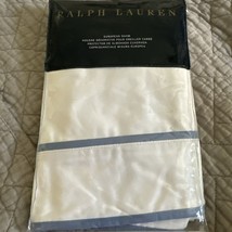 RALPH LAUREN SPENCER BORDER SATEEN EURO SHAM CORNFLOWER BLUE/WHITE NIP - $39.32