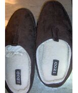 Mens Izod Slippers XL 11-12 Chocolate Brown Suede Leather Slip on Indoor... - $766.30 MXN