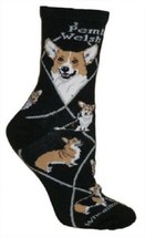 Adult Socks Welsh Corgi Dog Breed Black Size Medium Made In Usa - £7.98 GBP