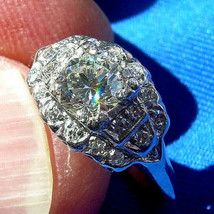 Earth mined Diamond Deco Engagement Ring Vintage Platinum Statement Solitaire - €6.372,25 EUR