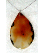 Natural Montana Flame Orange Moss Agate, on 26&quot; 925 Sterling Silver Neck... - £29.20 GBP
