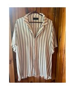 No Boundaries Vertical Striped Short Sleeve Button Down Shirt Summer Ove... - $323.11 MXN