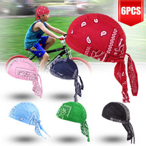 6Pcs Men&#39;S Biker Head Wrap Doo Rag Skull Cotton Caps Motorcycle Cycling Bandana - £16.77 GBP