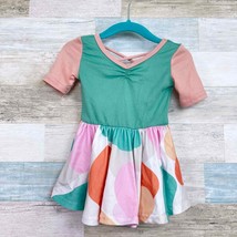 Dot Dot Smile Fit &amp; Flare Dress Green Pink Dots Cap Sleeve Stretch Baby ... - $14.84