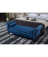 Blue Velvet Storage Bench Ottoman - Tufted Nailhead Trimmed - €191,27 EUR