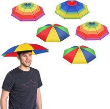 TSY TOOL 5 Pack Umbrella Hat with Head Strap, Funny Rainbow Colorful Waterproof  - £14.32 GBP