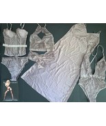 Victoria&#39;s Secret 32B CORSET+XS bralette+TEDDY+SLIP FISHNET velvet Brown... - $297.87 CAD
