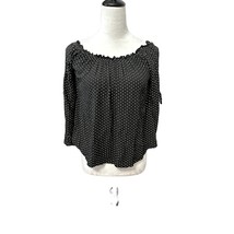 American Eagle Outfitters Womens Blouse Black White Polka Dot Off Shoulder XS - £8.82 GBP