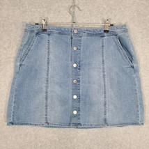 A New Day Denim Skirt Light Wash Button Front Pockets Jean 18 - $8.79