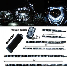 6Pc White LED Motorcycle Chopper Frame Glow Lights Flexible Neon Strips 12V Kit - £7.95 GBP