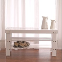 Solid Wood Shoe Rack Entryway Storage Bench in White - £97.28 GBP