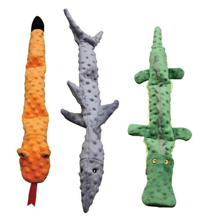 Triple Squeak Big Dog Toys Unstuffed Choose Crocodile Shark or Snake JUMBO 25