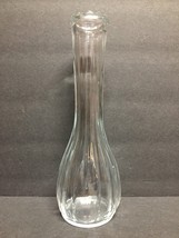Vintage Bud Vase Clear Glass Bud Flower Vase 9-1/4&quot; Tall Ribbed Design Pattern - £2.30 GBP