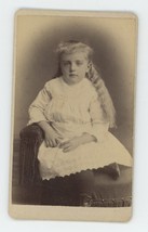 Antique ID&#39;d CDV Circa 1870s Adorable Young Girl Names Villa Sampson N. Adams MA - £7.50 GBP